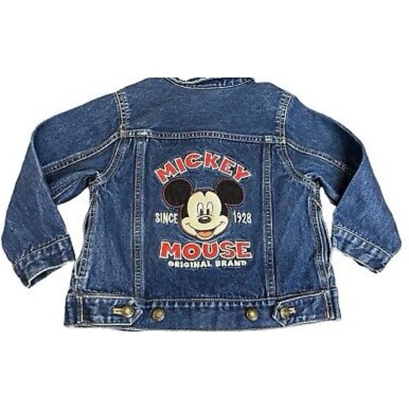 Disney Store Mickey Mouse Kids Embroidered Denim Jean Button Jacket Size 7/8 - Picture 2 of 2